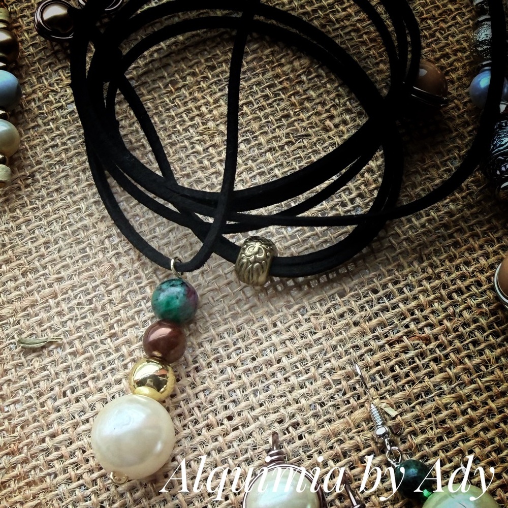 Fall essentials + XL Necklace — Green Stone Statement Piece